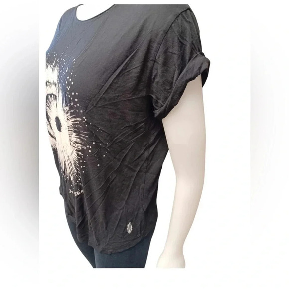 Free People Go Within Black White T Shirt Open Back  Size XS - Picture 3 of 8